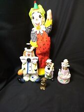 Lot of 5 Clown Figurines Spaghetti Hair Porcelain Brass Cloth Precious Moments picture