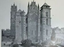 1895 France French Cathedrals Quimper Tours Le Mans Amiens Rouen illustrated picture