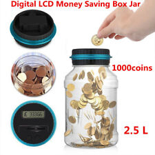 Digital LCD US Coin Counter Counting Jar Money Saving Transparent Piggy Bank Box picture