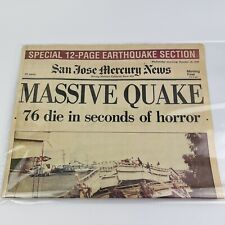 San Jose Mercury News October 18 1989 MASSIVE EARTHQUAKE SF Bay Newspaper VG picture