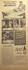 Lysol Disinfectant Don't Neglect Femanine Hygeine Vintage Print Ad 1939 picture