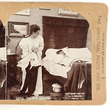 Wife Stealing Husband's Money Stereoview c1897 Sleeping Man Undressed Lady A1853 picture