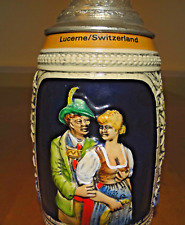 RARE  Beer Stein Signed Staffel German Raised Relief Porcelain R-Rated design picture