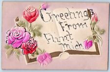 c1950's Greetings From Flint Floral Design Michigan MI Correspondence Postcard picture
