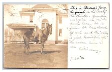 EAST ORANGE New Jersey RPPC ~ Historic home with Family horse in front Saddled picture