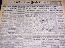 1943 APRIL 11 NEW YORK TIMES - BRITISH PURSUE ROMMEL NORTH FROM SFAX - NT 2143 picture