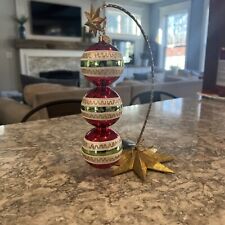 Christopher Radko ORBIT ORBS Red & Green 3 Drop Christmas Ornament w/ Stand picture