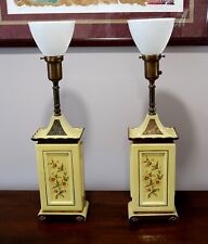 Antique Porceline Rembradt Lamps, Yellow Floral, 6
