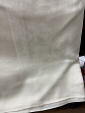 Vintage Linen Damask Tablecloth, floral and scroll design, 70” x 96” Cream/ivory picture