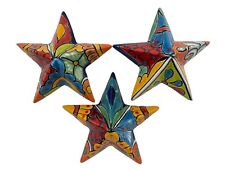 Talavera Star (3) Mexican Pottery Folk Art Multicolor Ceramic Home Decor 6.5” picture