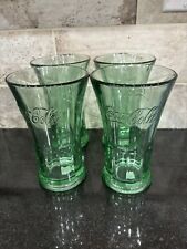 Libby Green Flared 16 0z Coca Cola Glass Set Of 4 Heavy  Glass picture
