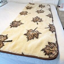 New MAGMA WELNIANE WYROBY 100% Sheep Fleece Wool Leaf Pattern Blanket Duvet Zip picture