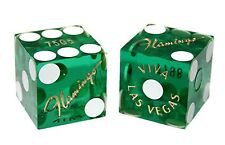 Flamingo Las Vegas Casino 19mm Craps Dice Pair Green Polished Mixed Serial #s picture