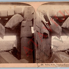 1896 Thebes, Egypt Temple Kournah Ancient Ruins Real Photo Stereoview Stone V43 picture