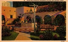 San Antonio Texas Governor's Palace Patio Fountain Vintage Linen Postcard picture
