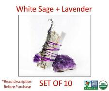 10 WHITE SAGE ENGLISH LAVENDER SMUDGE STICK BUNDLE ENERGY CLEARING CALM INSOMNIA picture