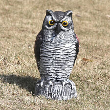Owl Decoy W/ Rotating Head, Natural Enemy Scarecrow Fake Owl To Scare Birds Away picture
