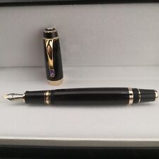 Luxury Bohemia Resin Series Bright Black+Gold Clip 0.7mm nib Fountain Pen NO BOX picture