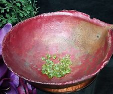 STUNNING ARTISAN Copper Splash Bowl with 57 Carats San Carlos Peridot Gemstones picture