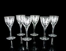 Vintage 20th C. S/6 Etched Floral Wine Glasses ~ Stunning Pristine picture