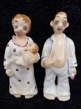 Vintage Salt & Pepper Shakers Mom Baby Dad Baby Bottle New Parent Zombies Japan picture