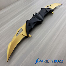 Dual Spring Gold Batman Knife Assisted Folding Blade Pocket Dark Knight Joker  picture