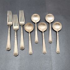 Vintage NS Co NATIONAL Silver plate Flatware EPNS 3 Dinner Forks 5 Spoons picture