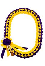 Grosgrain Ribbon Graduation Leis ，Purple & yellow School Colors  picture