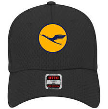 Lufthansa Classic Crain Round Logo Adjustable Black Mesh Baseball Cap Hat New picture