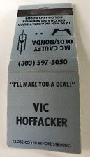 Old Matchbook Mc Cauley Olds Honda Vic Hoffacker Colorado Springs CO picture