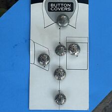 Vintage 80s 90s Silvertone Button Covers Set of 6 picture