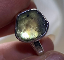 GORGEOUS RARE PEACH & GREEN TOURMALINE CRYSTAL RING .925 STERLING SILVER BRAZIL picture