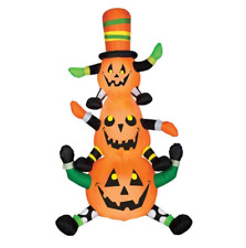 Halloween 7.5' Air Self-Inflatable Lighted Pumpkin Stack Yard Decor picture