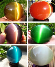 HOT SELL ASIAN QUARTZ CAT EYE CRYSTAL HEALING BALL SPHERE 40-100MM picture