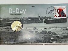 2019 COIN, ENVELOPE, STAMP, AND POST MARK ON 6-6-19. 75th ANNIVERSARY OF D-DAY.  picture