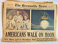 Vintage The Greenville News Newspaper Americans Walk On Moon & Ads July 21, 1969 picture