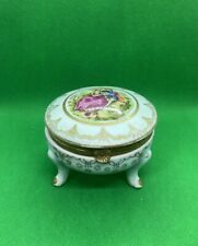 Vintage Three Footed Porcelain Trinket Box-Japan Gold picture