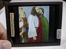 COLORED Glass Magic Lantern Slide BYR Cast on THE STAGE PASSION PLAY CHRIST #52 picture