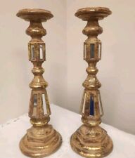 Gold Resin and Mirrored Vintage Style Candle Holder - PAIR picture