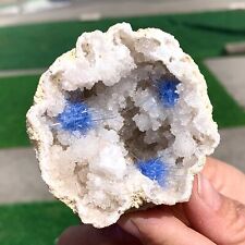101G Rare Moroccan blue magnesite and quartz crystal coexisting specimen picture