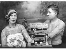 Tattooed Woman Tattoo Girl Curiosity Vintage Photo Weird Tattooing Strange Y94 picture
