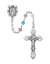 COLORED ROSARY, SWAROVSKI, STERLING SILVER CRUCIFIX WITH A DELUXE GIFT BOX picture