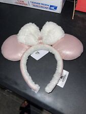 2021 Disney Parks Christmas Holiday Pink Shimmer Sherpa Minnie Ear Headband picture