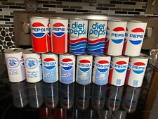 14 Pepsi and Diet Pepsi Straight Steel Soda Pop Cans - 2 of each type -    Nice picture