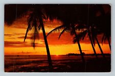 Kona HI-Hawaii, Beautiful Hawaii Sunset Across Kailua Bay Vintage c1961 Postcard picture