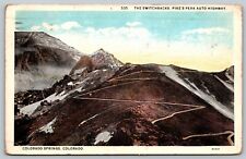 THE SWITCHBACKS PIKES PEAK AUTO HIGHWAY COLORADO SPRINGS CO VINTAGE 1933POSTCARD picture