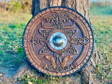 Medieval Viking Shield, Wolf Carved Custom Viking Shield, Wood Wall Decor Viking picture