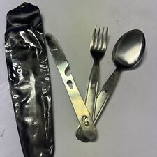 3pcs Stainless Steel Interlocking Camping Flatware Set w Plastic Sleeve picture