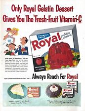 1956 Royal Gelatin Vintage Print Ad Fresh Fruit Vitamin C Raspberry Flavor  picture