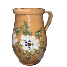 Vintage Pyrenees Pitcher Jug Pottery Hand Thrown Hand Painted Floral Glazed picture
